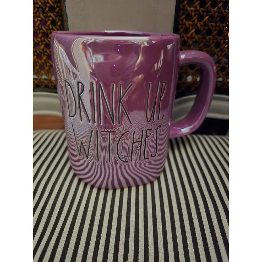 Rae Dunn Halloween Drink Up Witches Purple Luster Mug